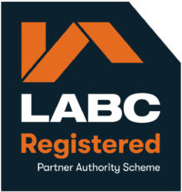 LABC Registered Partner Authority Scheme logo in Blue Background